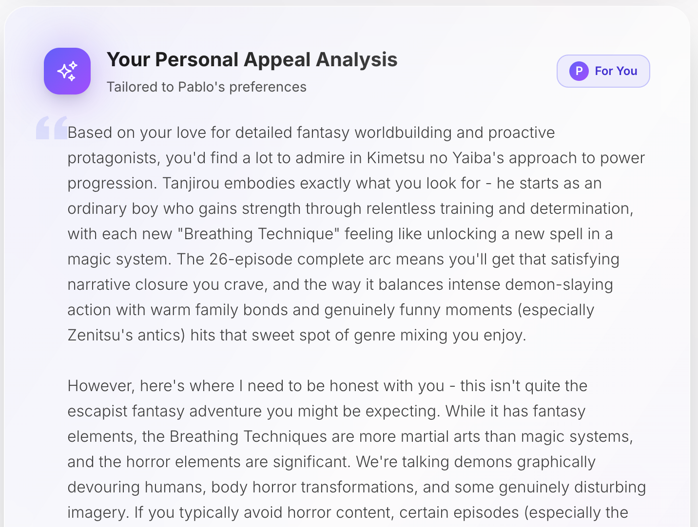 Personalized Appeal Analysis Interface